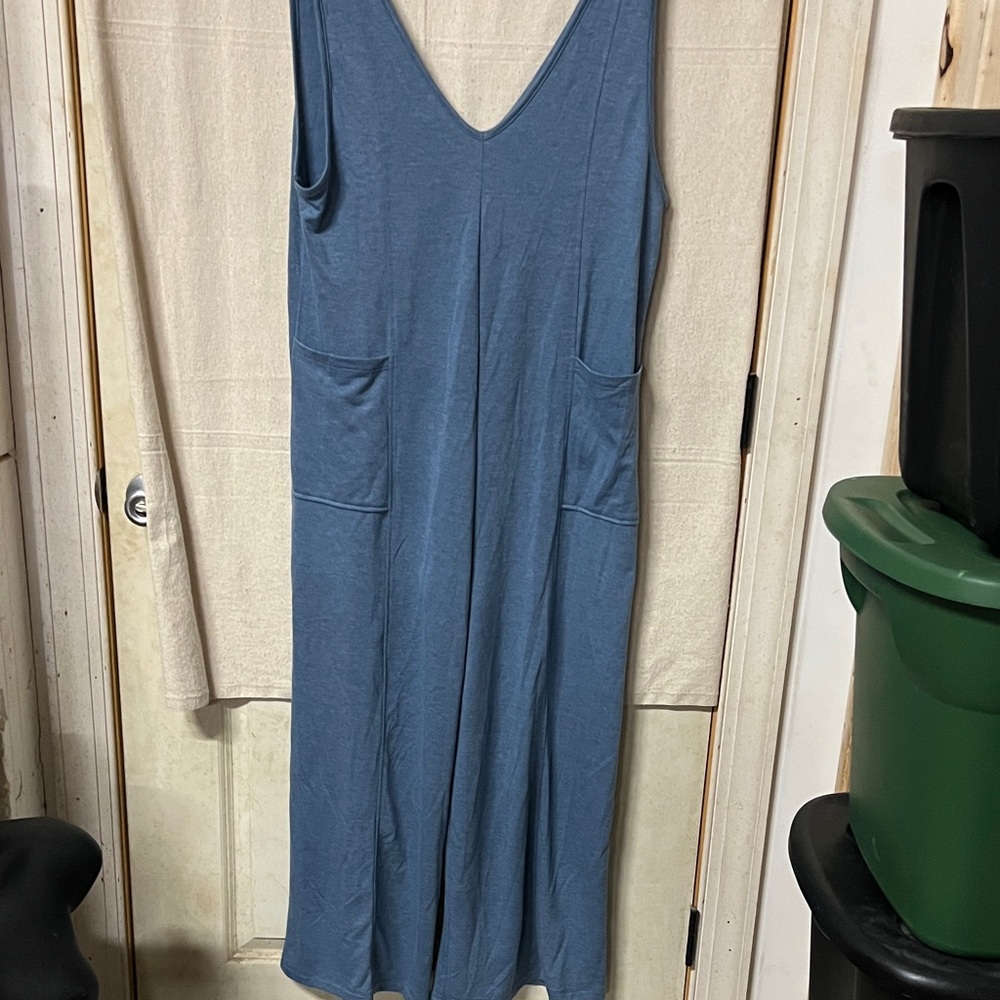 Zenana Blue Sleeveless Jumpsuit with Pockets